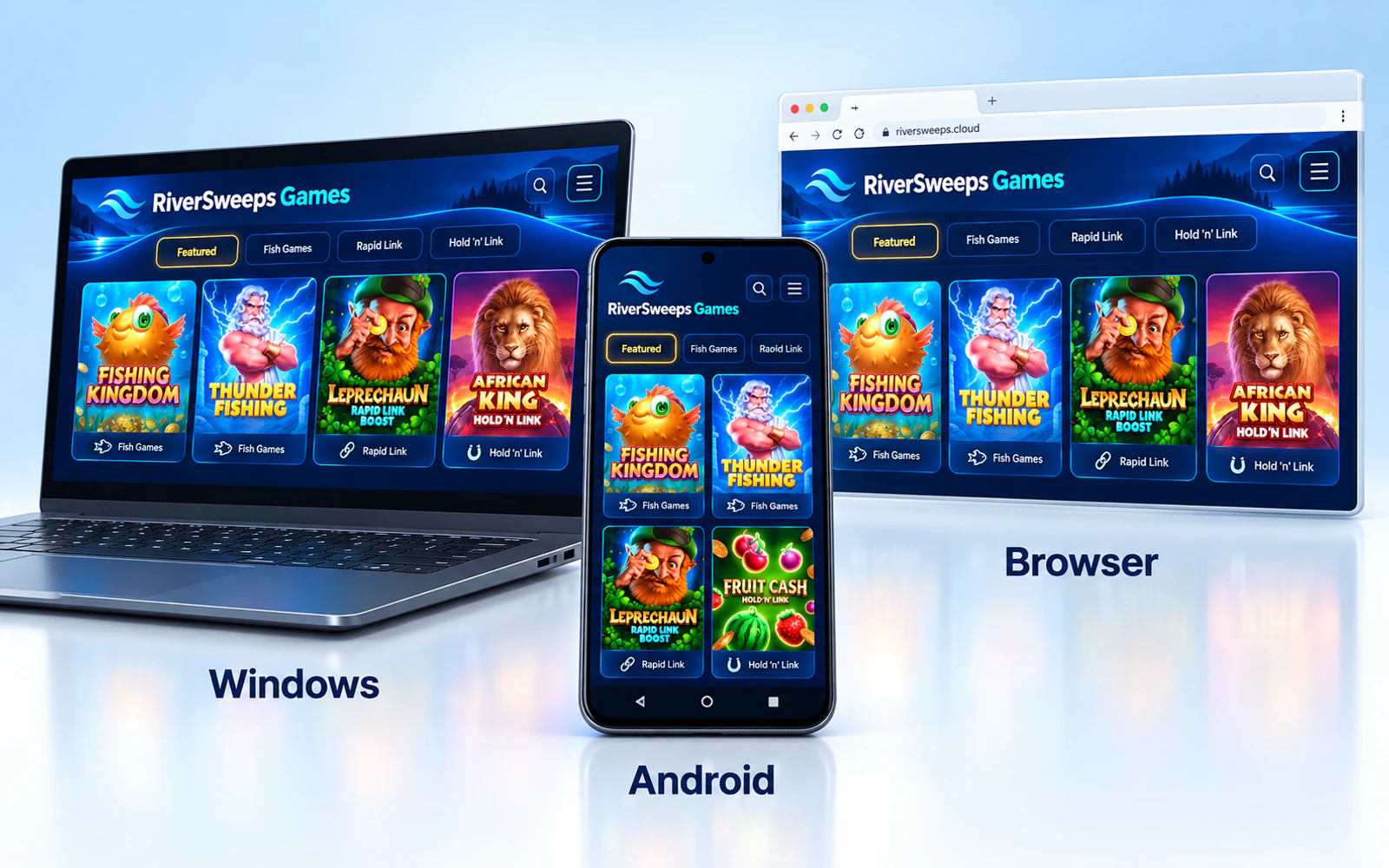 RiverSweeps access on Windows, Android and a supported web browser